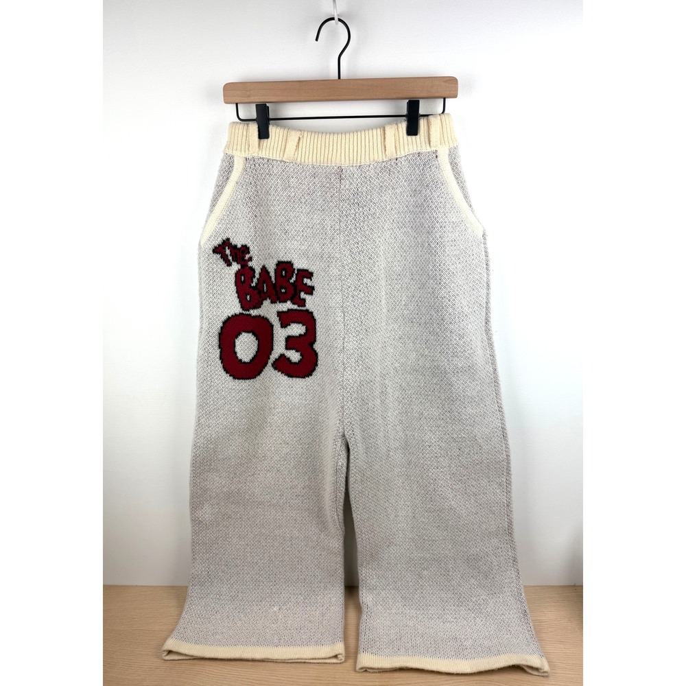 Delinquents Truly Knit Pants Wide Leg The Babe 03 Cream Gray Casual XL